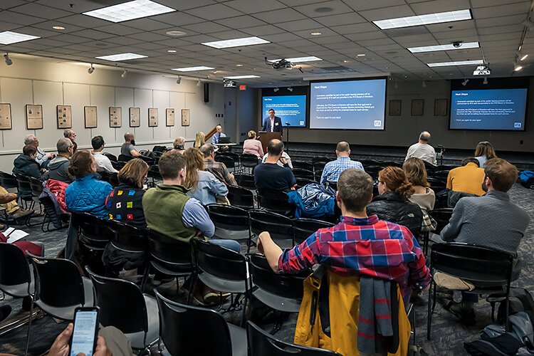 The public hearing for the RTA's Ann Arbor to Detroit pilot express bus service program at the downtown Ann Arbor District Library Branch.