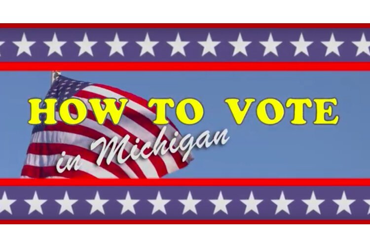 A screenshot from a "How to Vote in Michigan" video.
