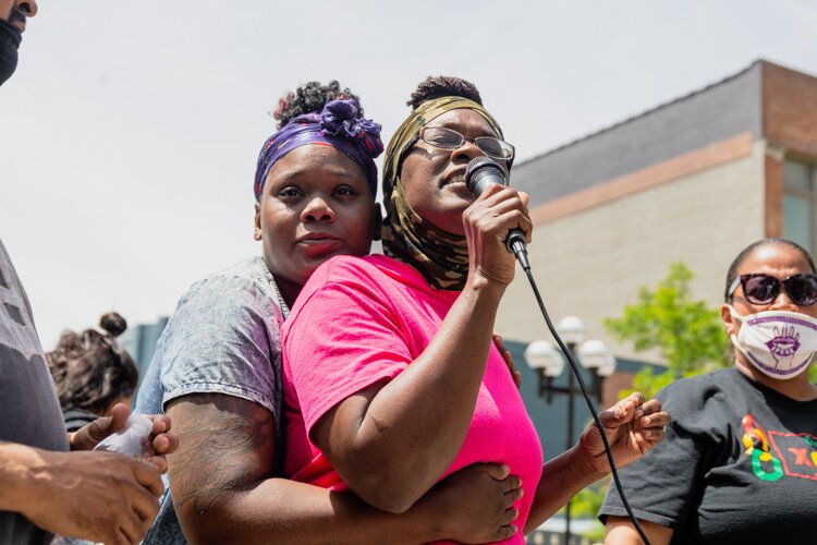 Sha'Teina Grady El speaks at Main Street and Liberty Street in downtown Ann Arbor.