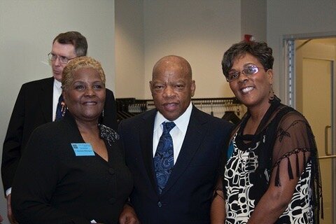 Bernice Ethington, U.S. Rep. John Lewis, and Ypsi, Can I Share? founder Gail Summerhill at the Washtenaw County Democractic Party dinner in 2009.