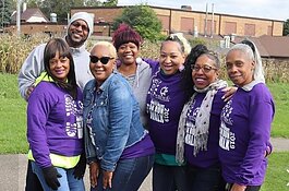 Participants, including Cherisa Allen in denim jacket, at 2019's 5K Walk/Run.