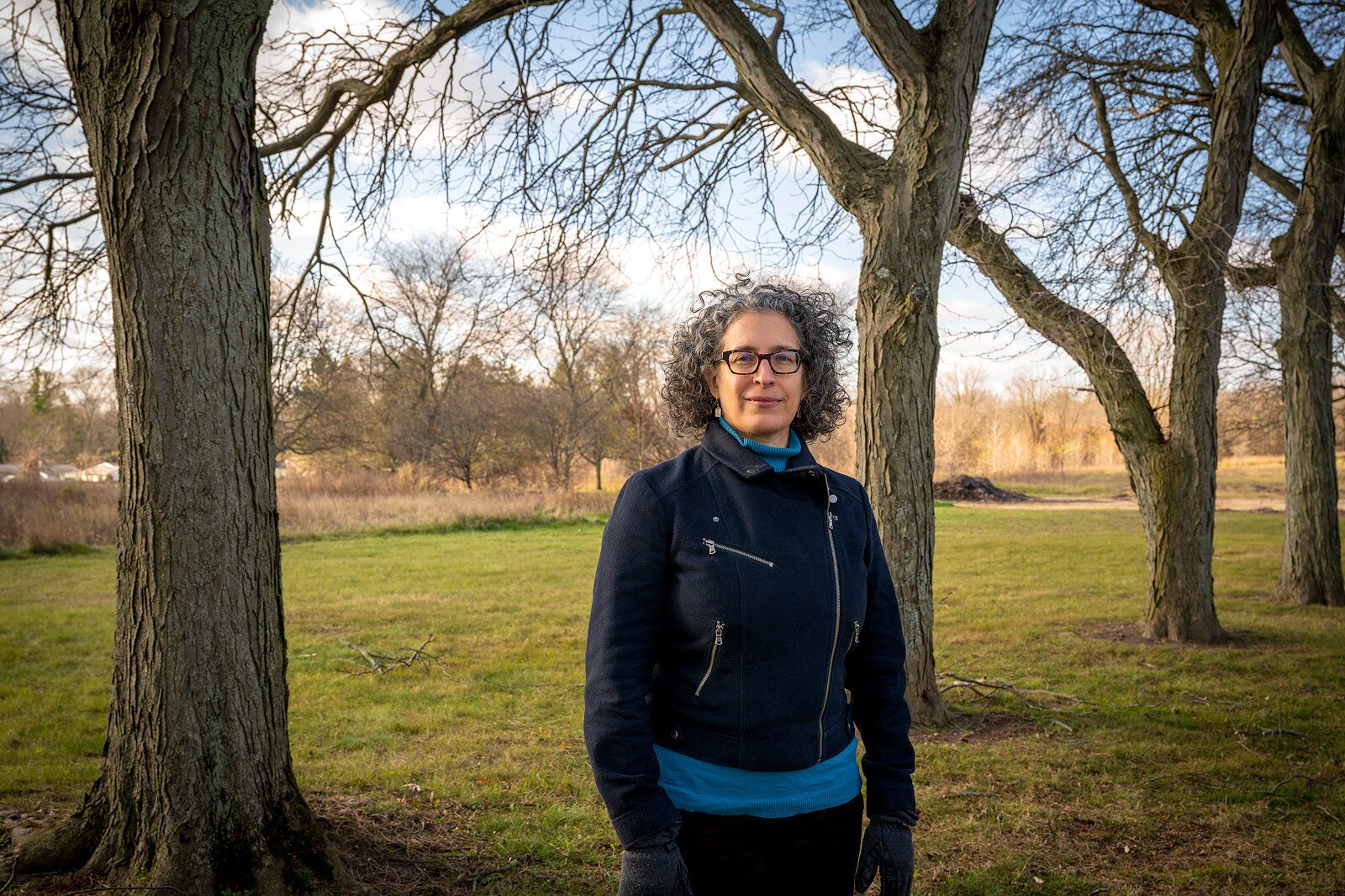 Teresa Gillotti, director of the Washtenaw County Office of Community and Economic Development, at the future site of the Veridian at County Farm Park development.