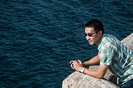 Zonder founder Harry Yang visits the Castel dell'Ovo in Naples, Italy, before the COVID-19 pandemic.