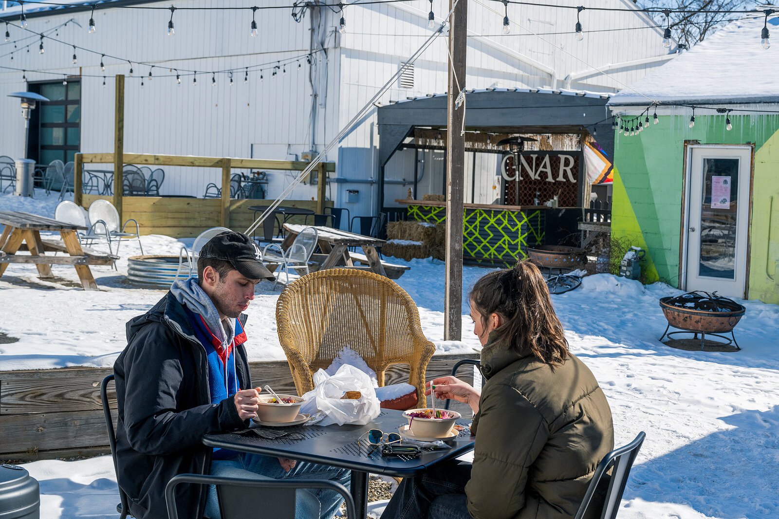 Customers dining at the York yard.