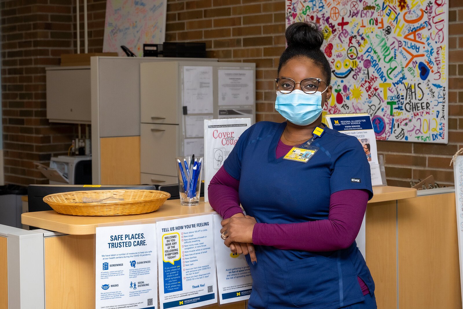 Medical Assistant Gugu Ramirez at the RAHS clinic at Ypsilanti Community High School.