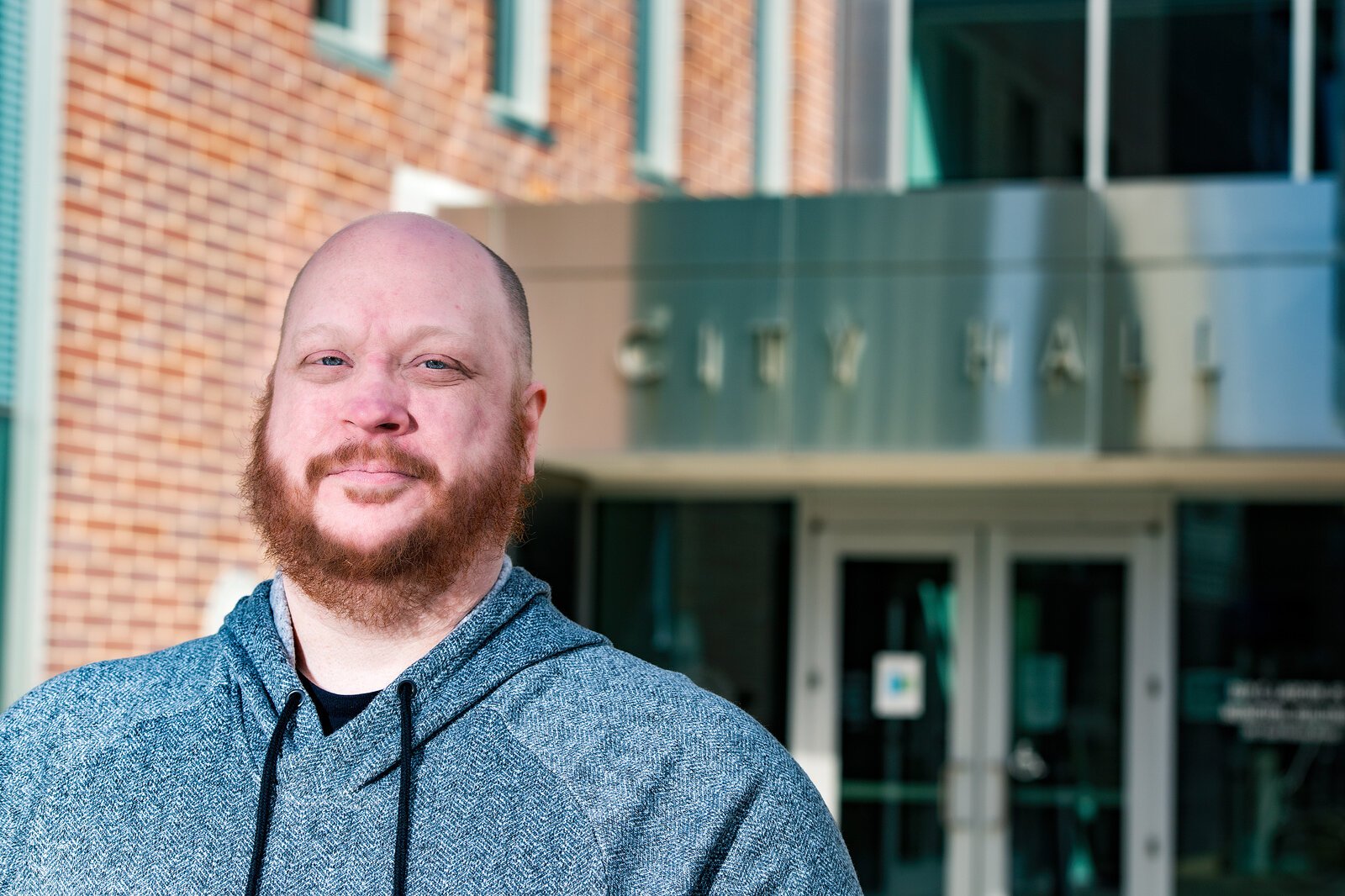 Jarod Malestein of the Ann Arbor AF podcast at Larcom City Hall.