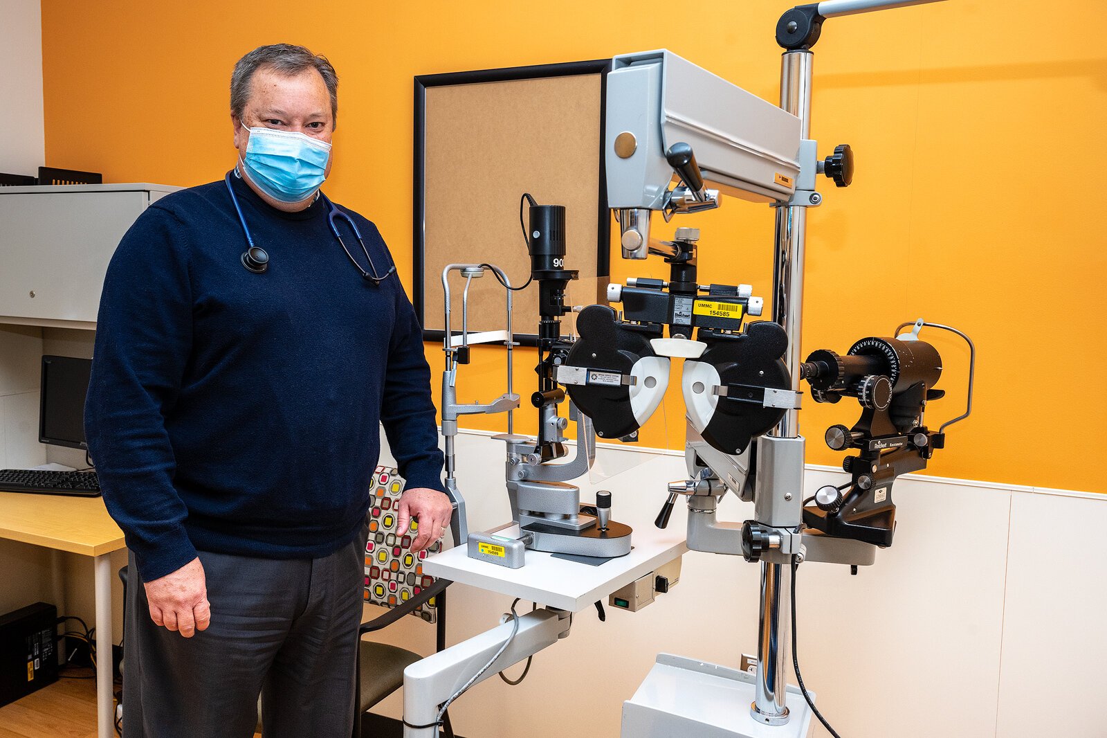 RAHS Co-Medical Director Stephen Park at RAHS' community eye clinic at Ypsilanti Community High School.