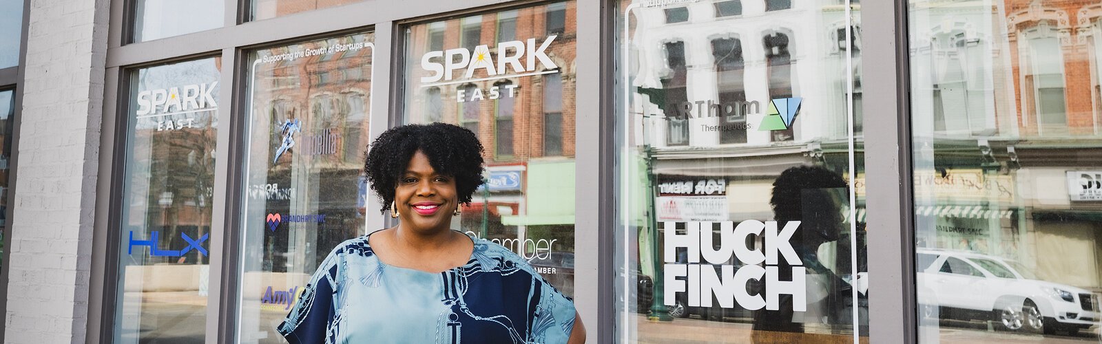 Brandhrt Evolution principal partner Ylondia Portis at SPARK East in Ypsilanti.