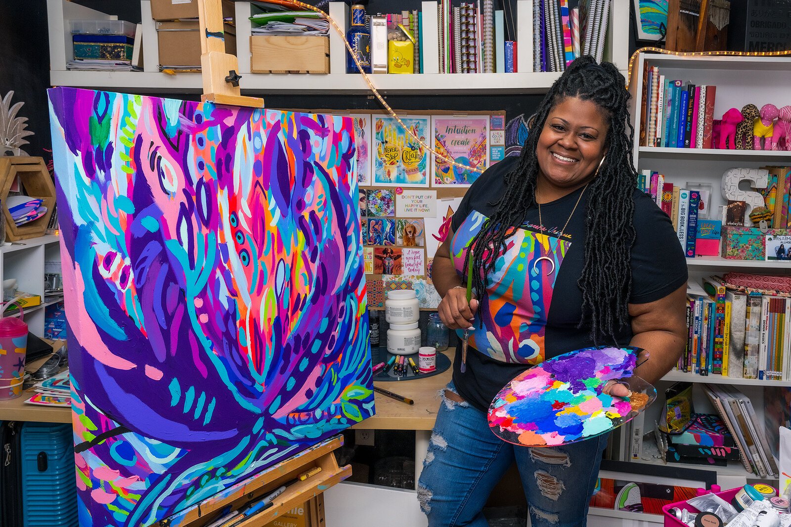 Sareka Smith at her home studio.