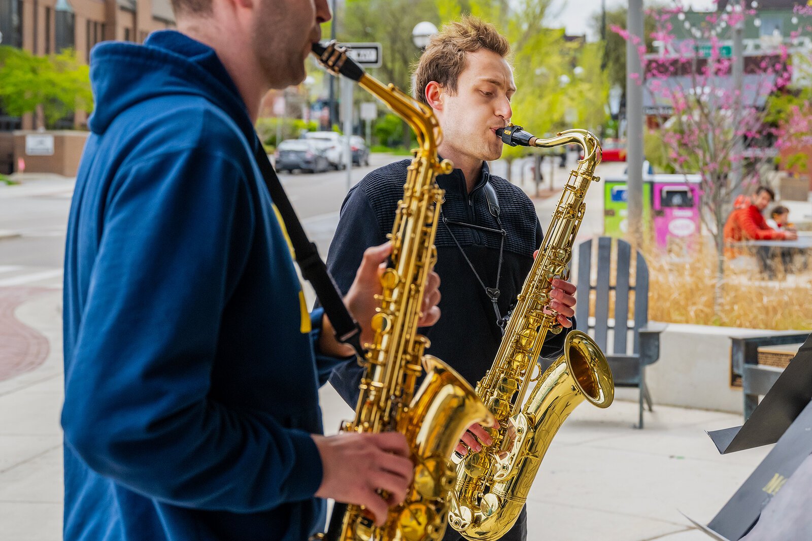 Andrew MacRossie playing at an Ann Arbor Camerata performance at Kerrytown Farmers Market.