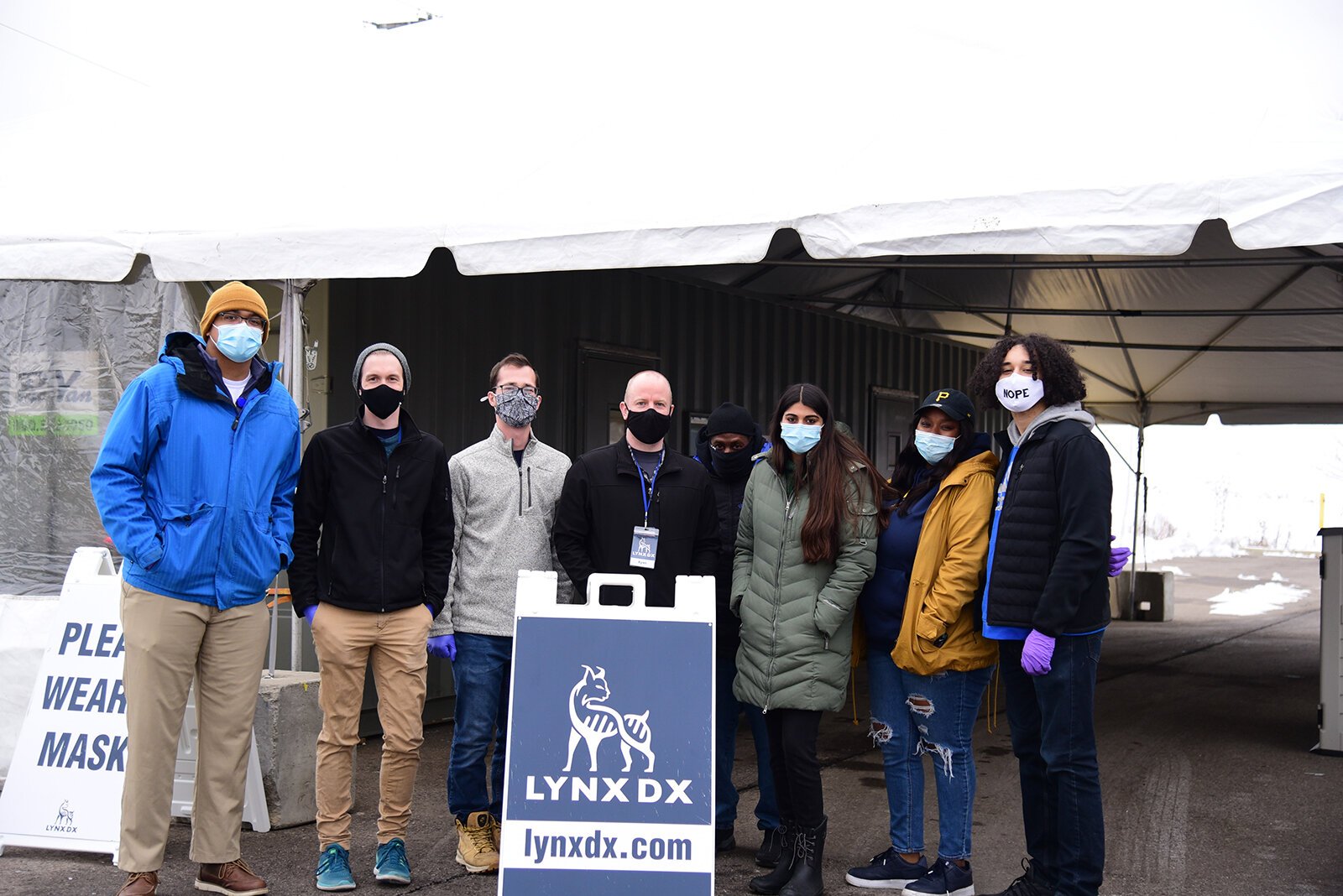 LynxDx staff at one of the company's drive-through COVID-19 testing sites.