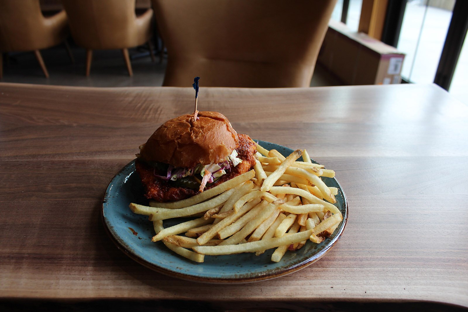 The Nashville hot chicken sandwich at Thompson and Co.