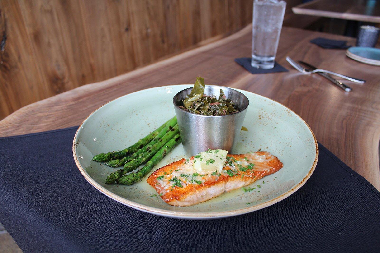 Pan-seared salmon at Thompson and Co.