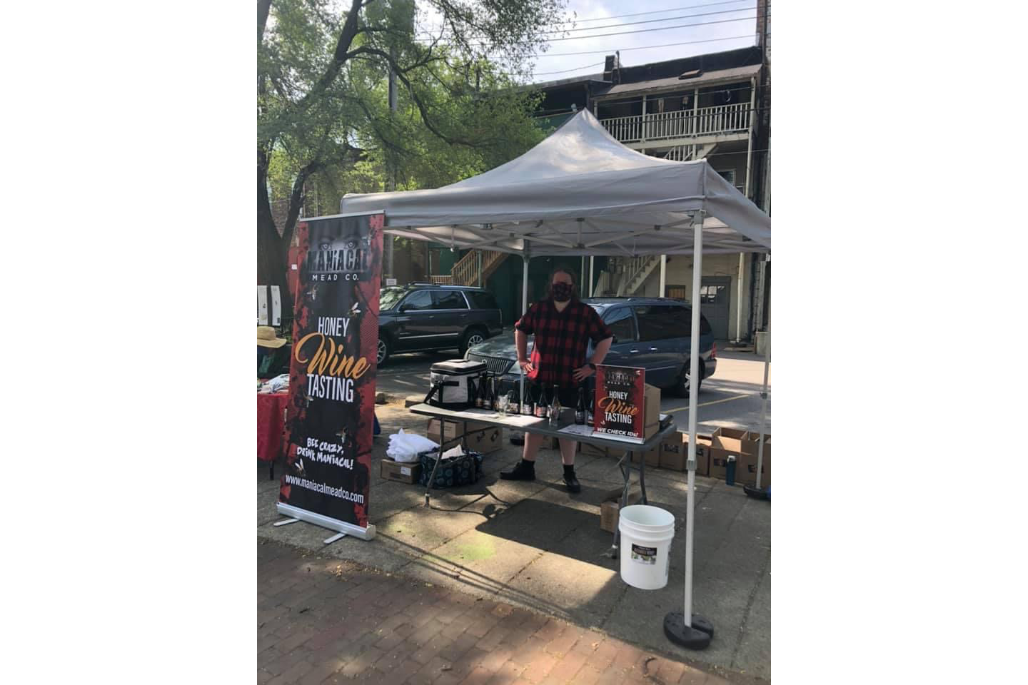 Maniacal Mead Co.'s table at the Ypsilanti Farmers Market.