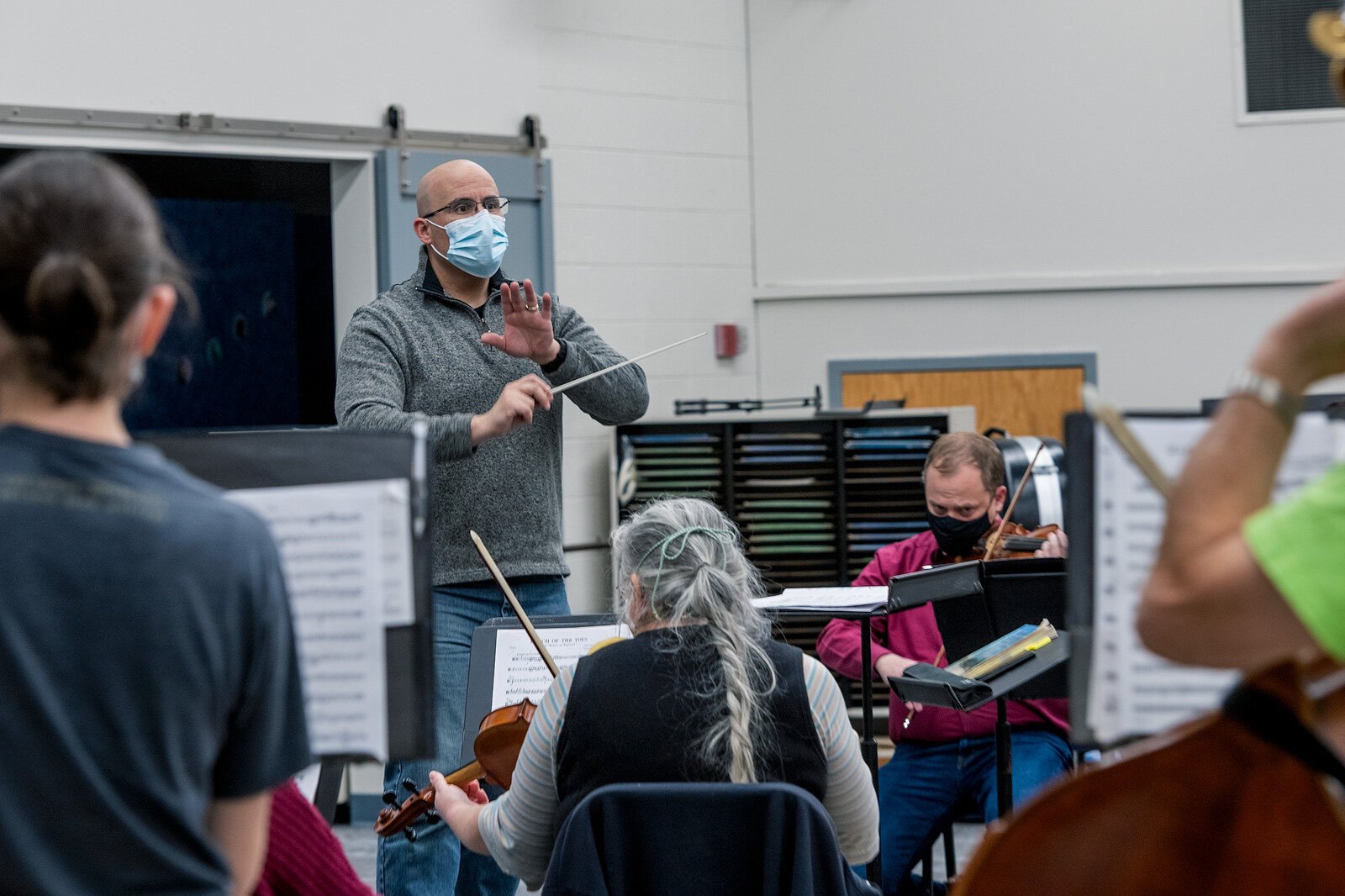 The Ypsilanti Symphony Orchestra rehearses at the Lincoln High School Performing Arts Center.