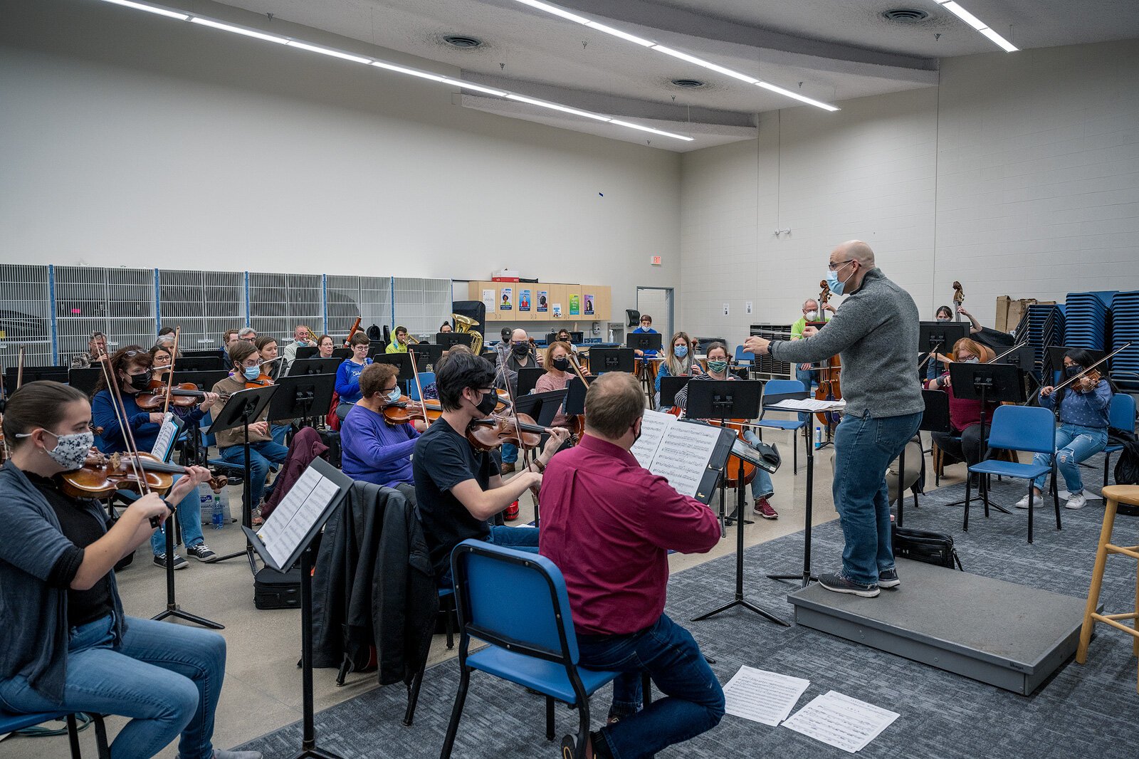 The Ypsilanti Symphony Orchestra rehearses at the Lincoln High School Performing Arts Center.