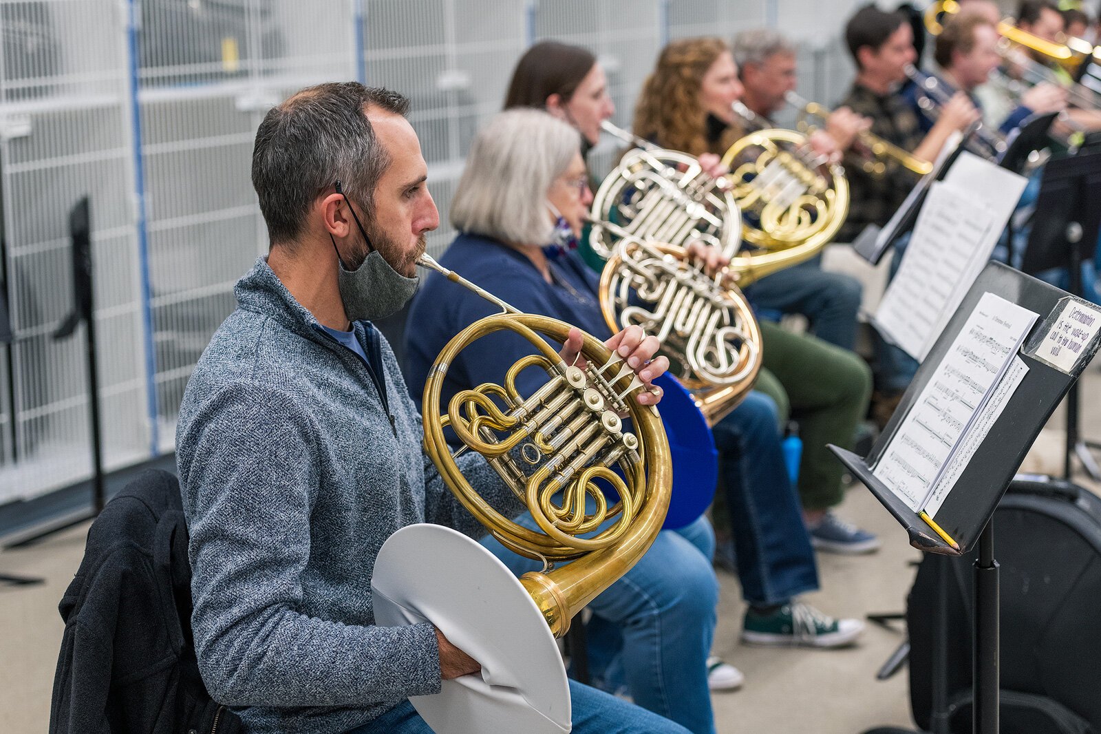 The Ypsilanti Symphony Orchestra rehearses at the Lincoln High School Performing Arts Center.