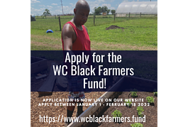 A graphic promoting the Washtenaw County Black Farmers Fund's application period.