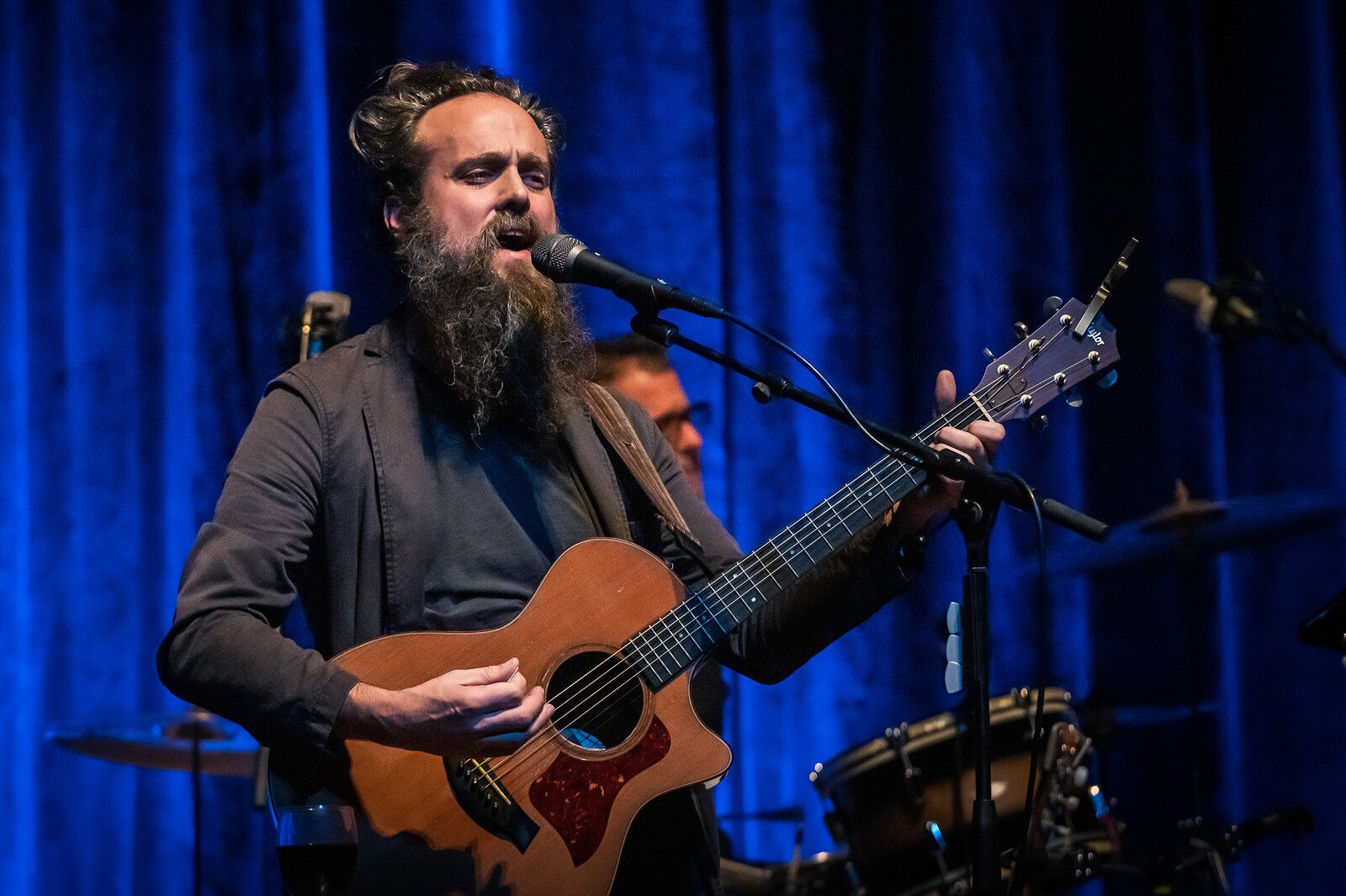 Sam Beam of Iron and Wine at the 2020 Ann Arbor Folk Festival.