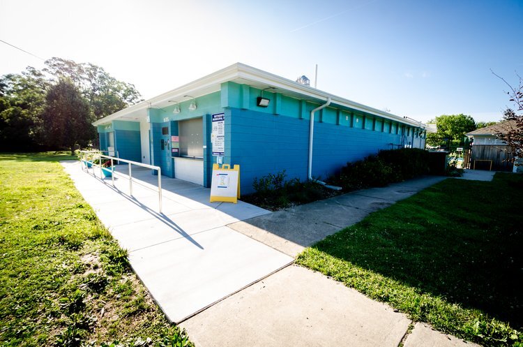 Rutherford Pool's renovated bathhouse.