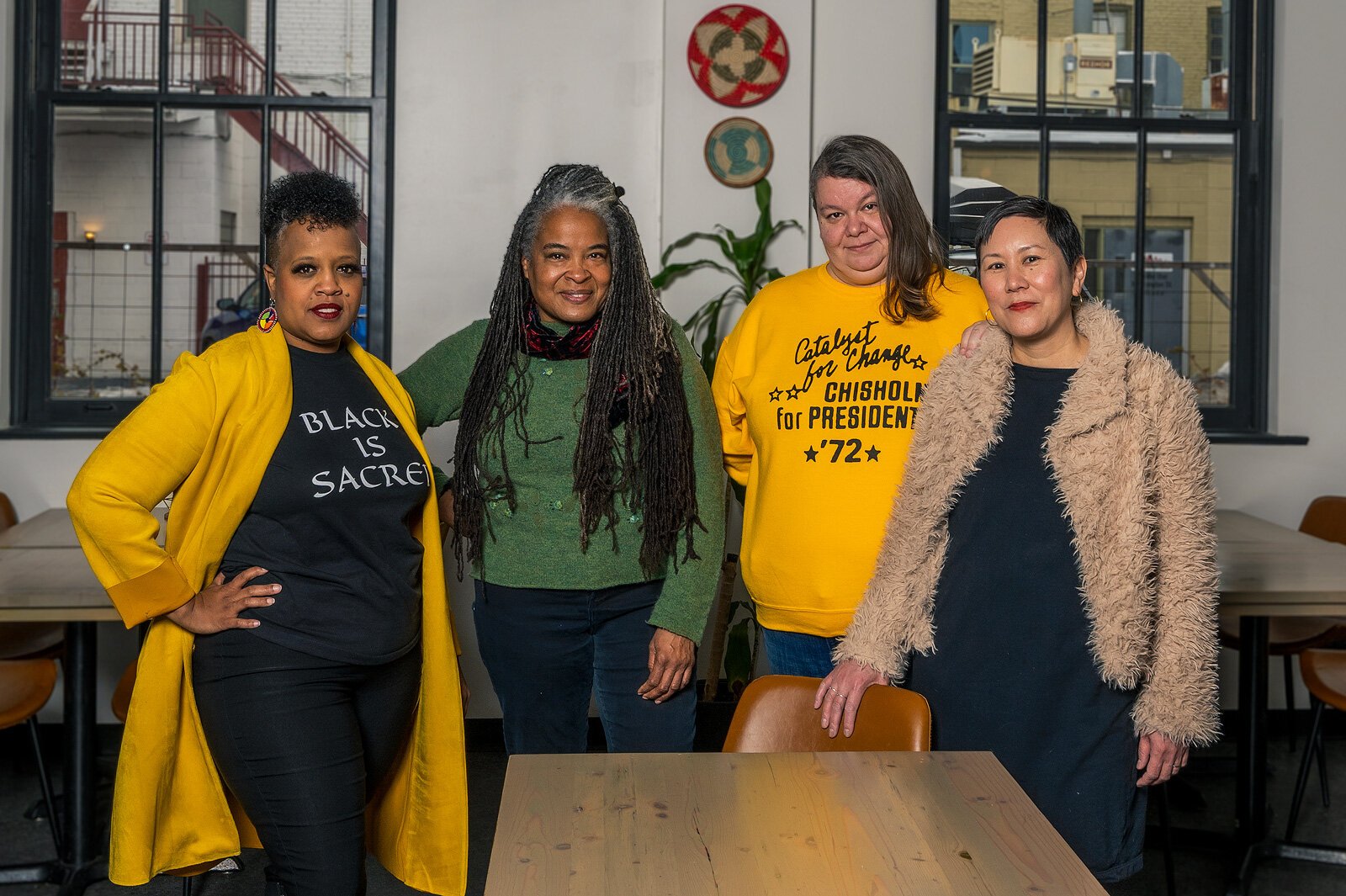 Yodit Mesfin Johnson, Deborah Meadows, Jessica Letaw, and Linette Lao at Bellflower restaurant in Ypsilanti.