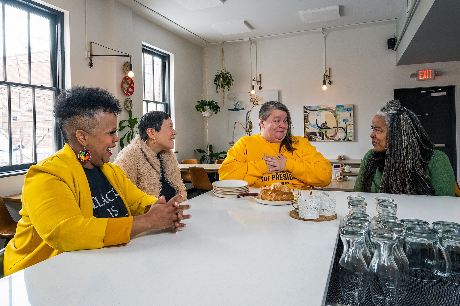 Yodit Mesfin Johnson, Linette Lao, Jessica Letaw, and Deborah Meadows at Bellflower restaurant in Ypsilanti.