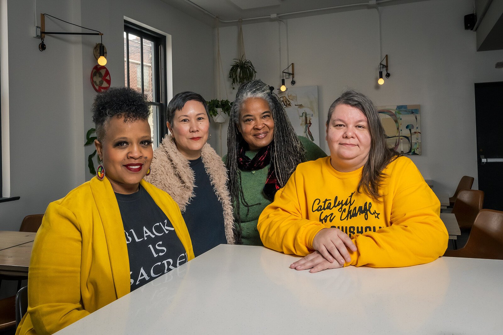 Yodit Mesfin Johnson, Linette Lao, Deborah Meadows, and Jessica Letaw at Bellflower restaurant in Ypsilanti.