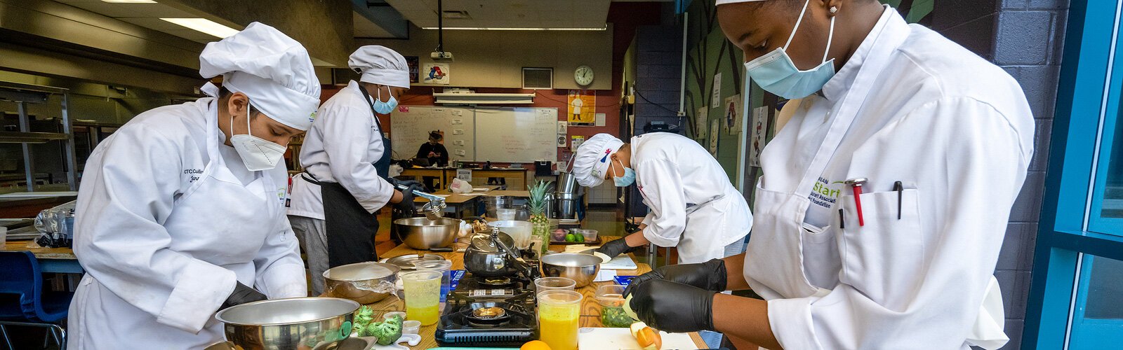Ypsilanti Community High School students at the RCTC culinary arts program.