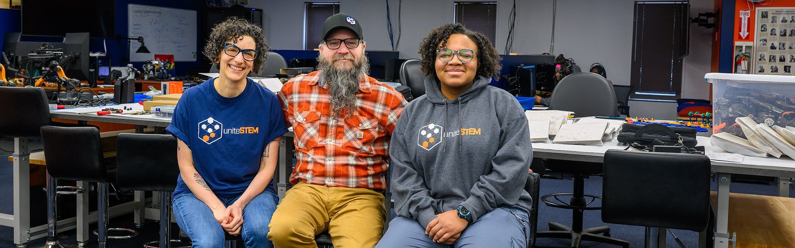 UniteSTEM staff Andrea Pisani, Frank Norton, and Janae Spears.