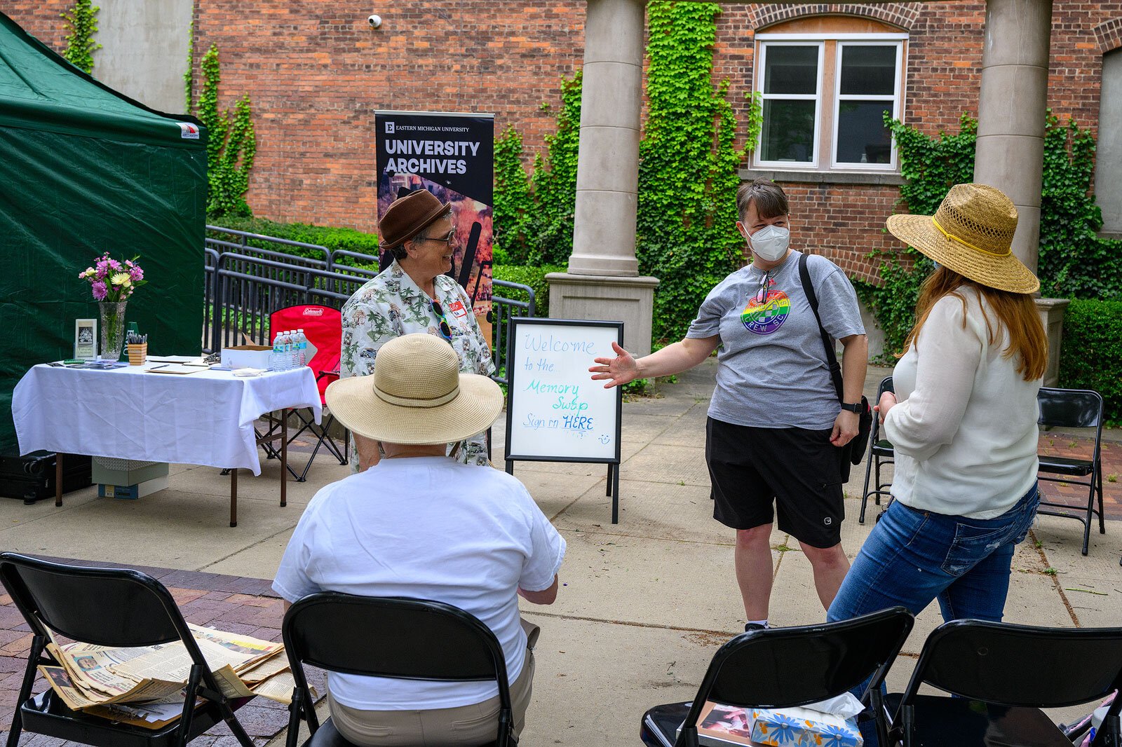 The Eastern Michigan University Archives memory swap at Riverside Arts Center.