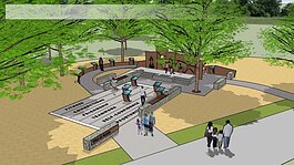 A rendering of the planned Title IX Plaza.