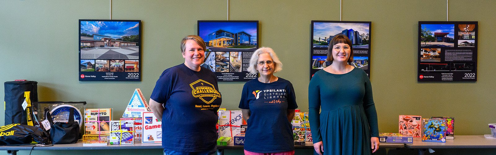 Mary Garboden, Paula Drummond, and Sarah Zawacki at the Ypsilanti District Library's "Thing-o-Rama."