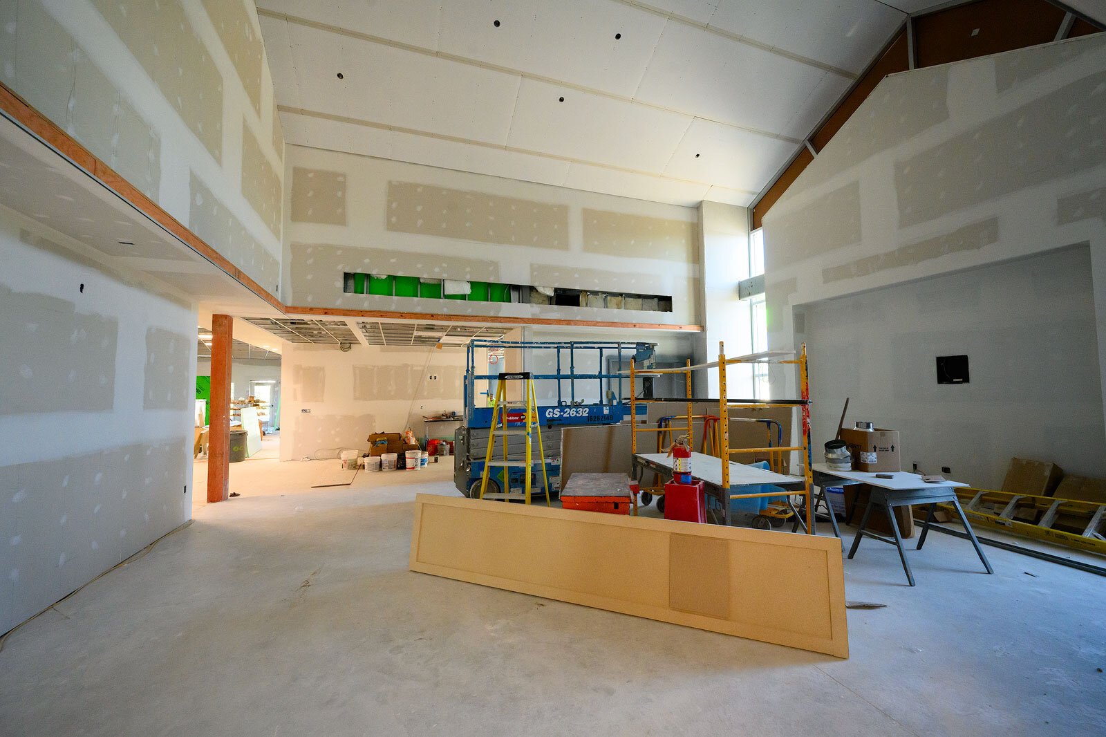 The Ypsilanti District Library's new branch in Superior Township under construction.