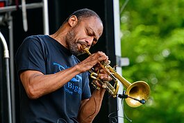 Rayce Biggs performing at the John E Lawrence Summer Jazz Concert Series.