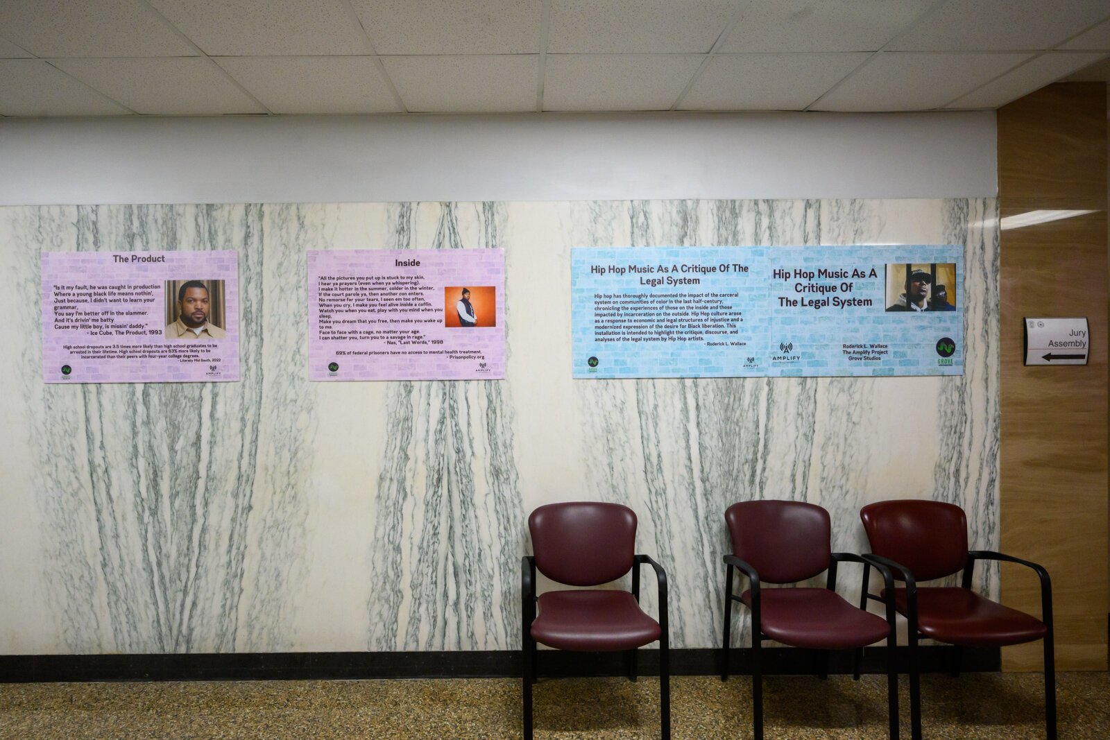 The RE:CLAIM Project exhibit being installed at the Washtenaw County Courthouse.
