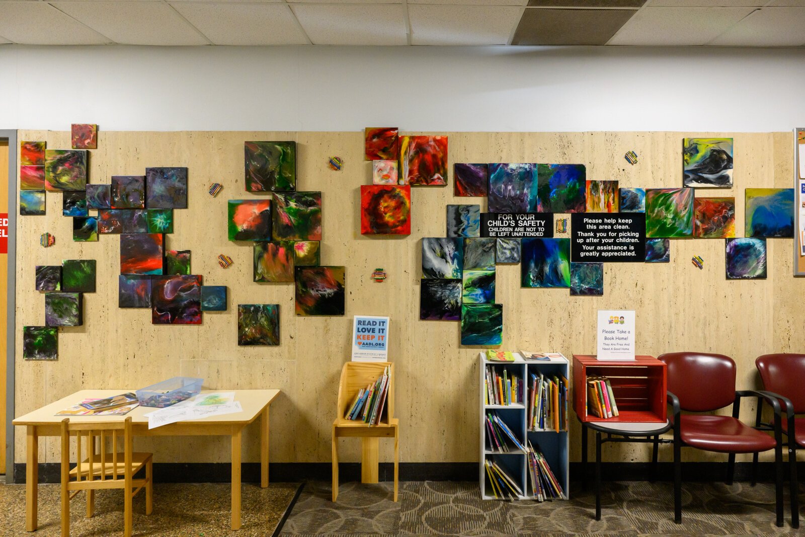 The RE:CLAIM Project exhibit being installed at the Washtenaw County Courthouse.