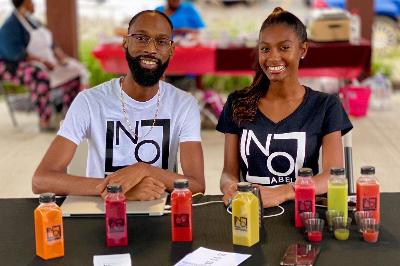 Brandon Frye and Nashia Weems of No Label Juice.