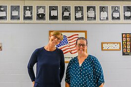 Teacher Kim Atkins and counselor Rebekah Ward at Lincoln Middle School.