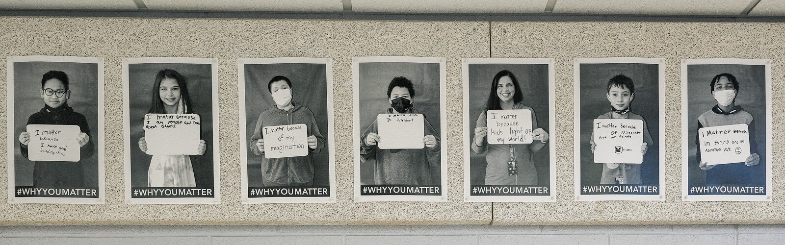  'Why You Matter" campaign photos in the hallways of Lincoln Middle School in Augusta Township.