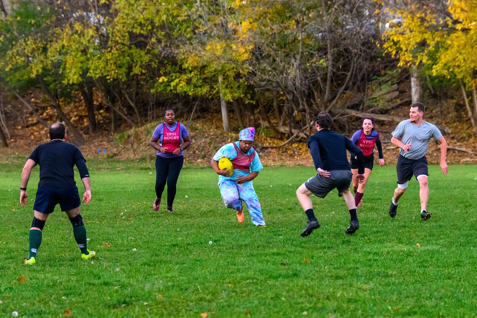 An Ypsilanti Rugby Club Men's and Women's teams practice.