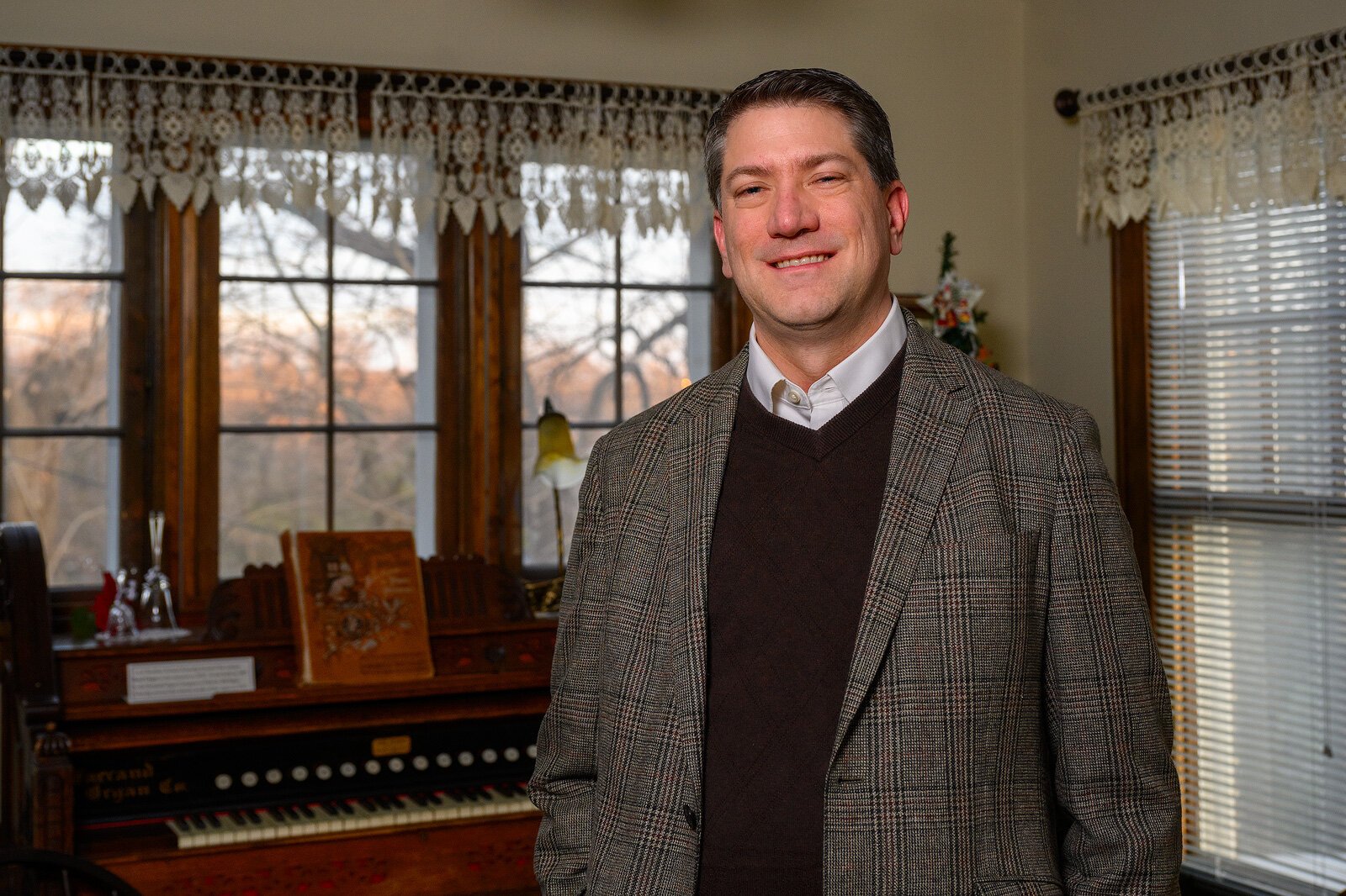 EMU Professor of History John McCurdy at The Ypsilanti Historical Museum.