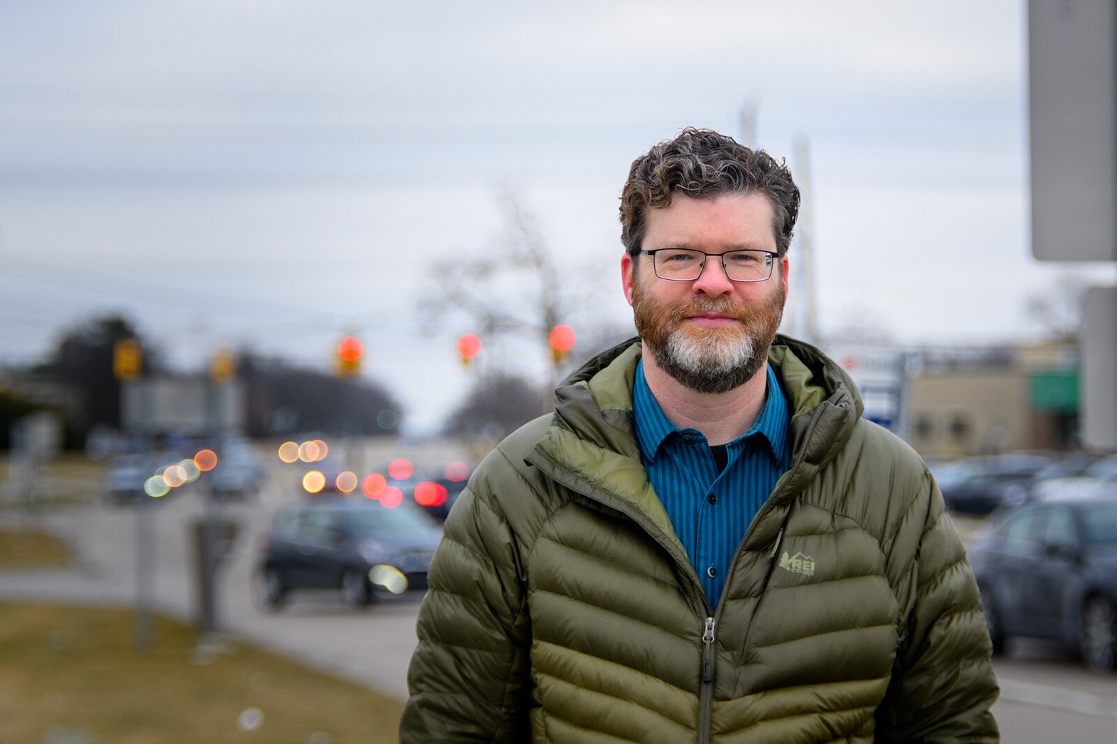 Reimagine Washtenaw Project Manager Nathan Voght on Washtenaw Avenue.