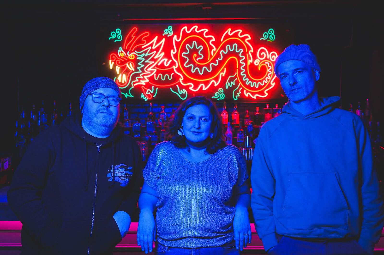 The Midlife Nightlife crew: Aaron Batzdorfer, Onna Solomon, and Chad Pratt at Lo-Fi.