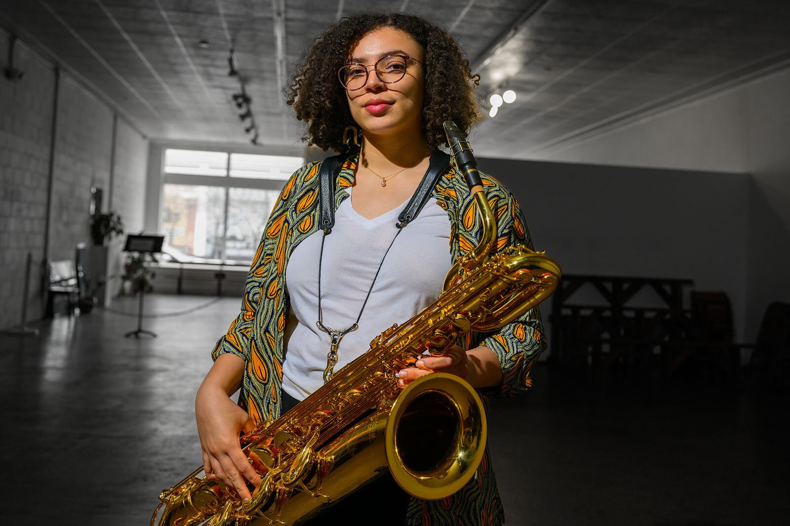 Baritone saxophonist Kaleigh Wilder.