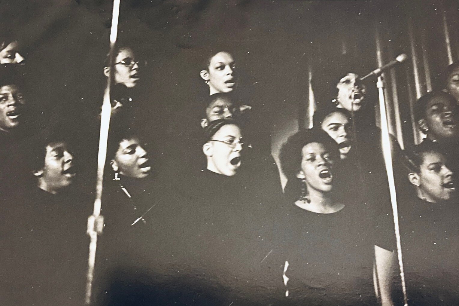 An archival photo of EMU's original gospel choir, 50 years ago.