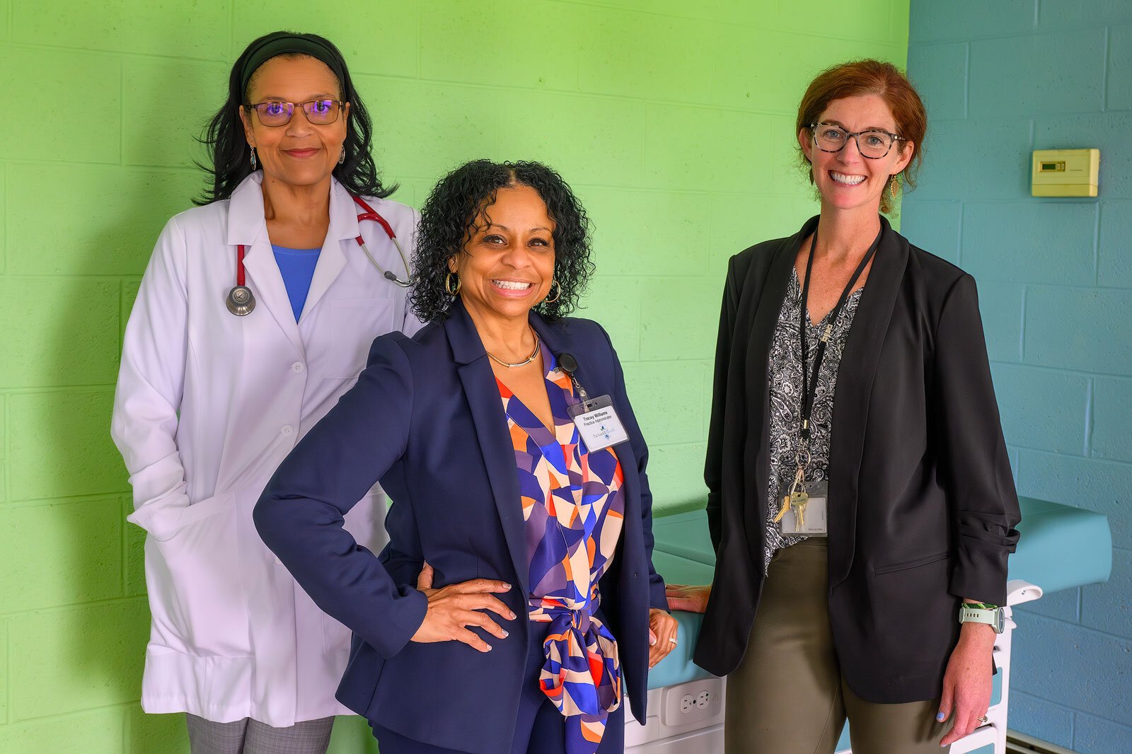 Patricia Tillman-Meakins, Tracey Williams, and Becca Fleming at Packard Health West Willow.