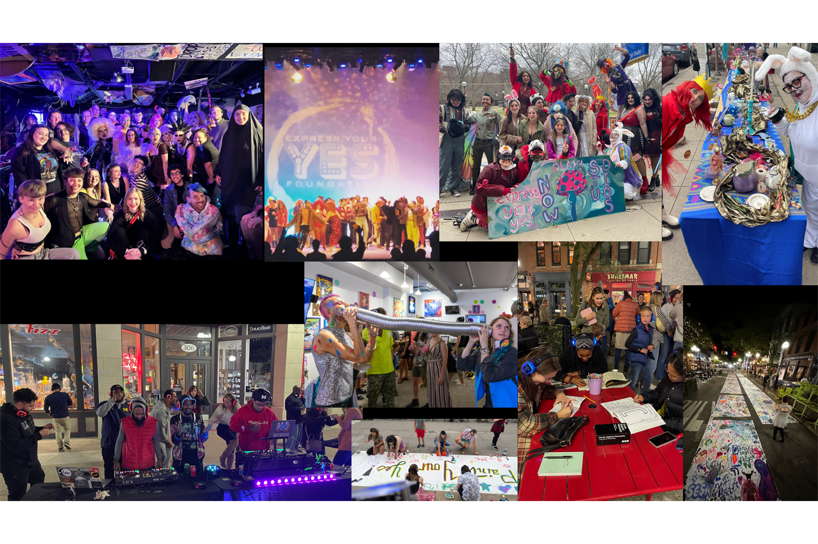 A collage of past events hosted by Express Your Yes Foundation.