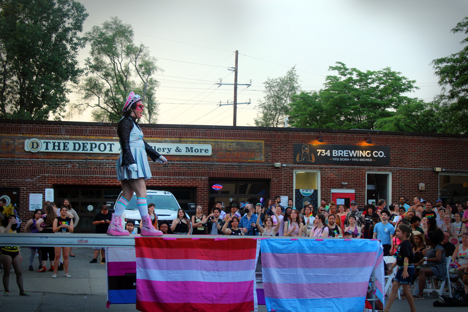 Zooey Gaychanel walks the runway and closes the Cross Street stage’s drag show.