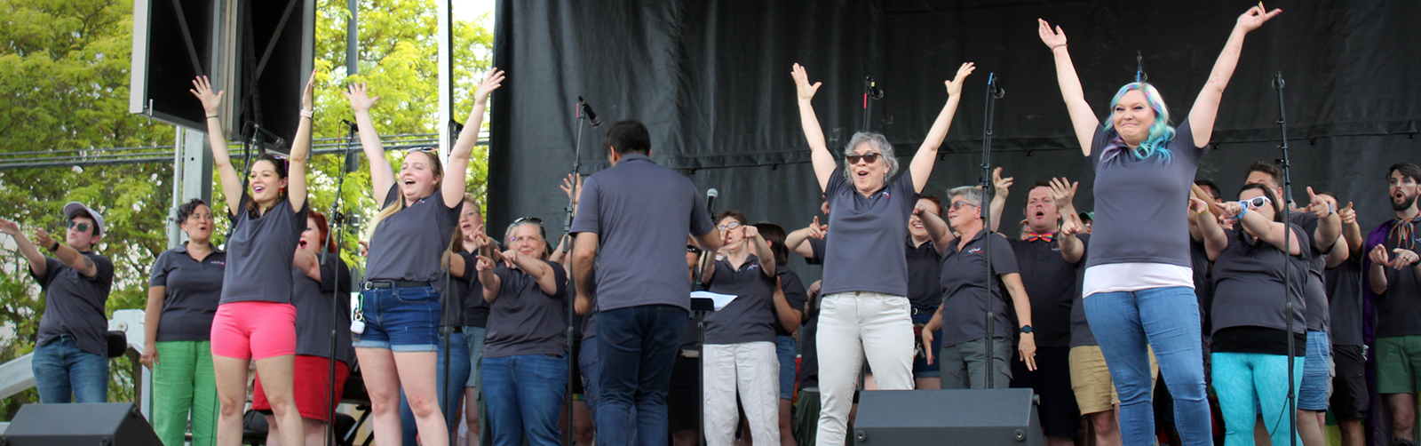 Out Loud Chorus closes their performance on Ypsi Pride’s Cross Street stage with "Ain’t No Mountain High Enough" by Diana Ross.