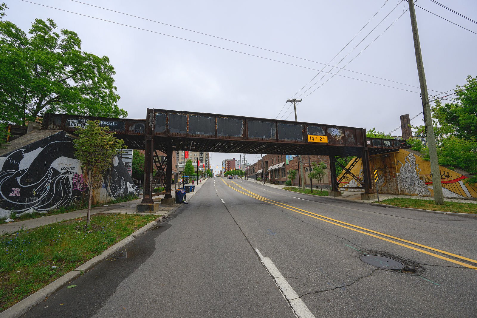 The Huron Street railroad bridge looking east.